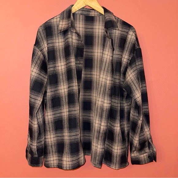 Burnt Orange Plaid Shirt and Black Dress Set - Picture 3 of 4